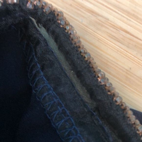 BLUE S NAVY BLUE TANK TOP•BEADED COLLAR TRIM•BACK CUTOUT WITH TIE AT NECK•sz M - Picture 9 of 11